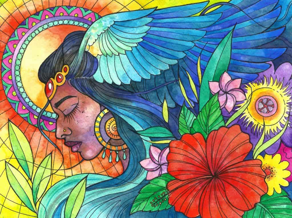 Colourful work called Sacred Self by artists Danielle Boodoo-Fortune.