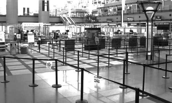 Empty airport security checkpoint