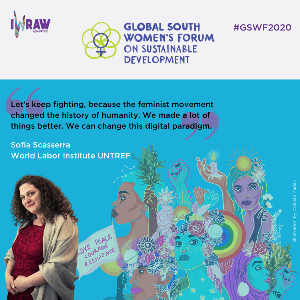 "Let's keep fighting, because the feminist movement changed the history of humanity. We made a lot of things better. We can change this digital paradigm." — Sofia Scassera, World Labour Institute UNTREF